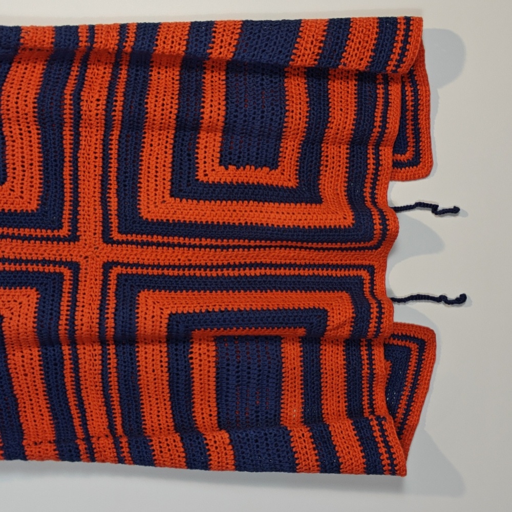 FRNCH NWT Cybille Sleeveless Crochet Jacket Vibrant Orange and Blue Knit Medium - Picture 12 of 16